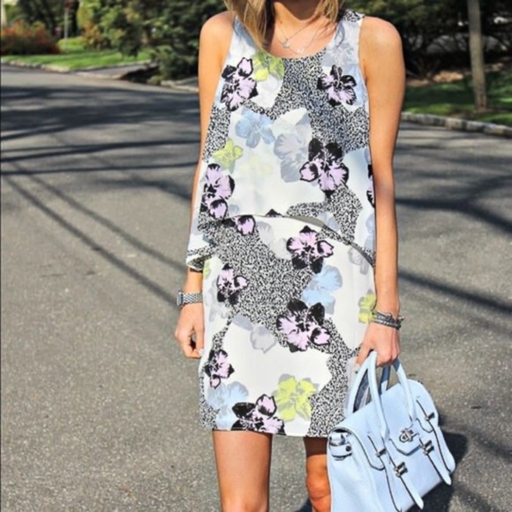 Bar III Women's Floral Print Layered Popover Dress
